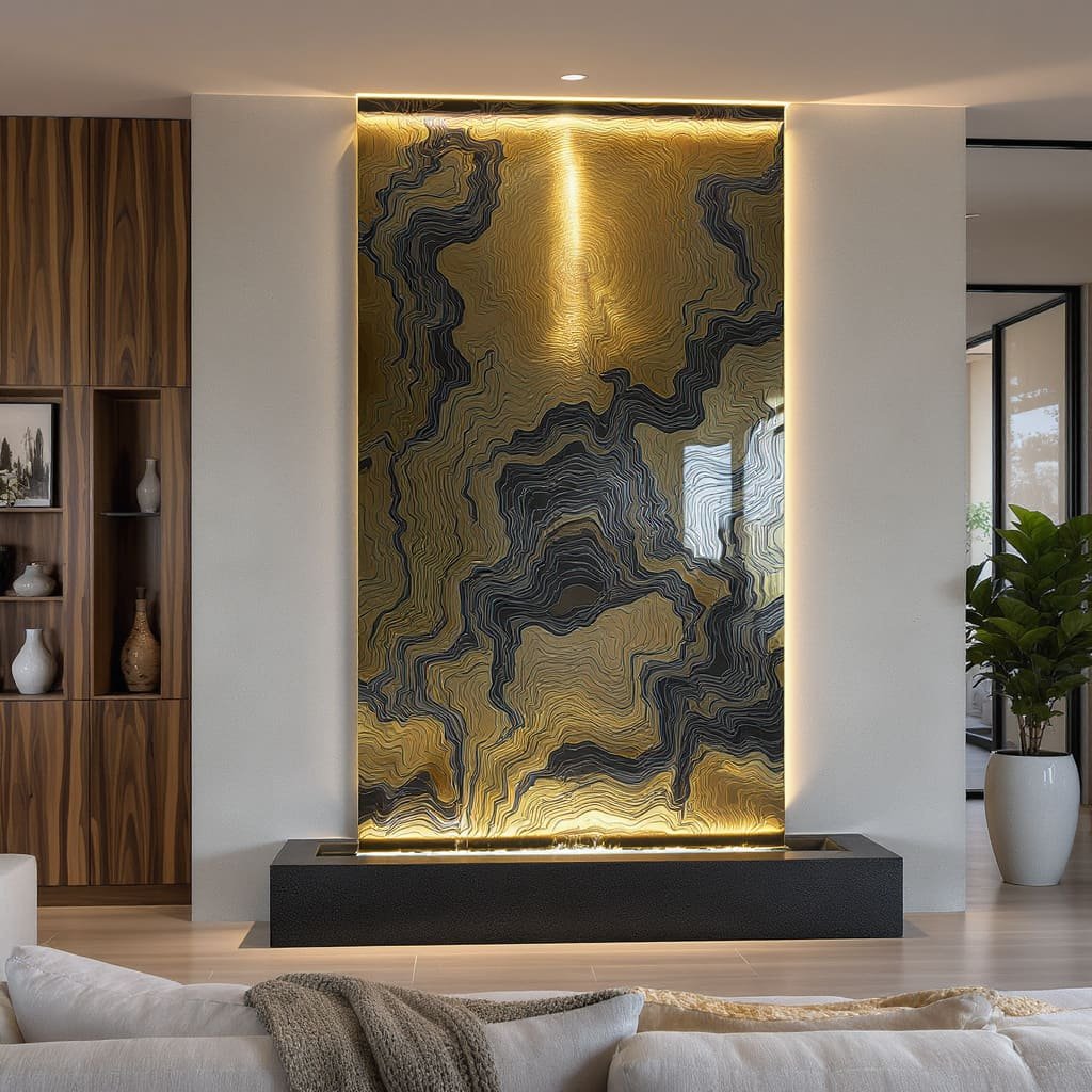 Topographic Glow Art Panel Wall Fountain