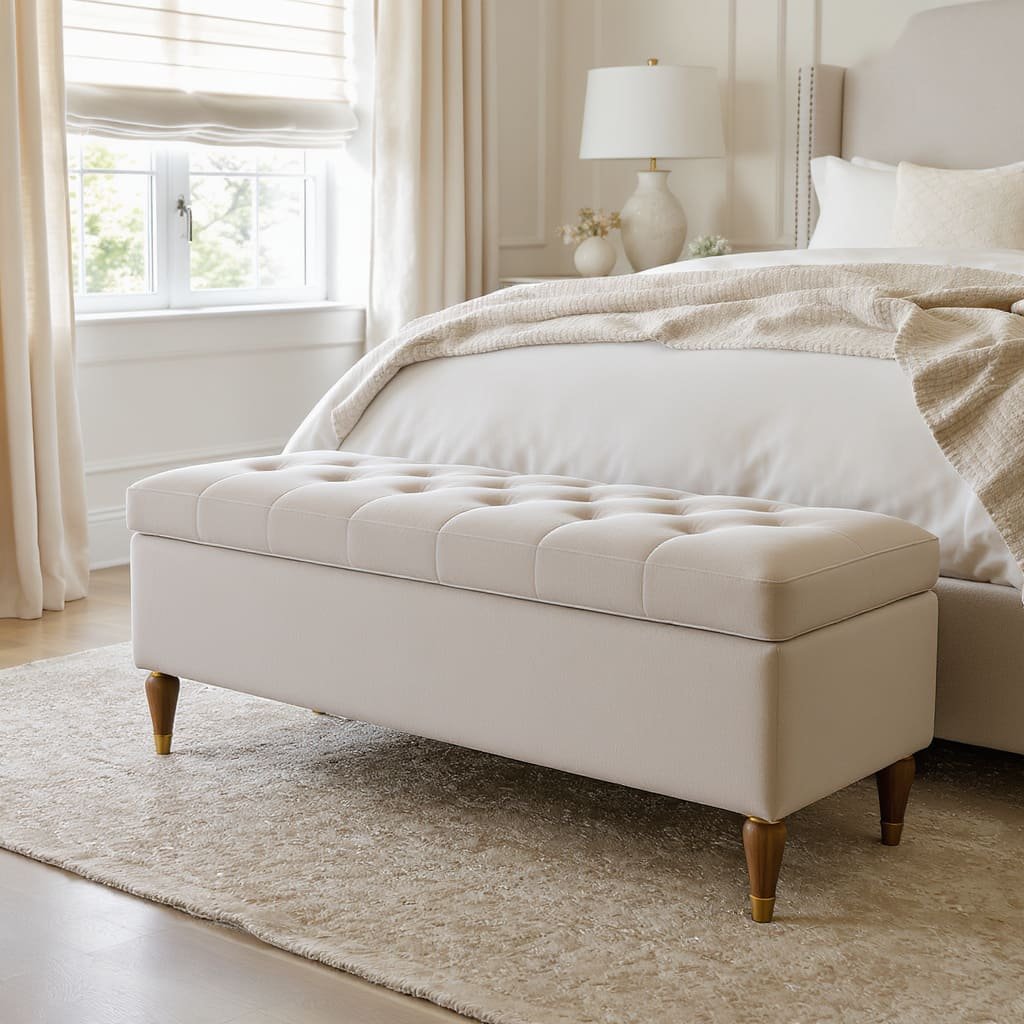 Tufted Storage Bed Bench with Lift-Top Seat