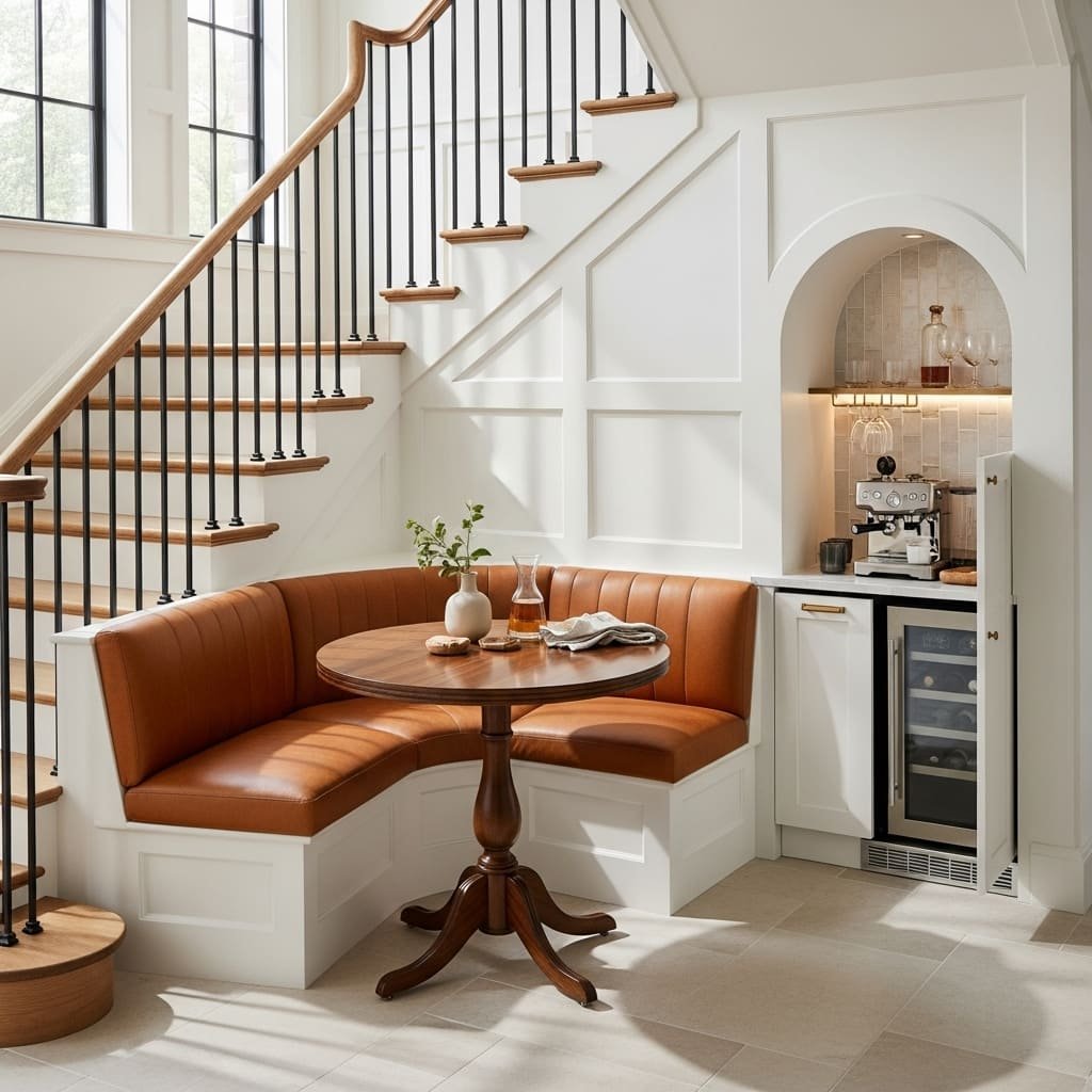 Understairs Banquette Bistro With Hidden Coffee Bar