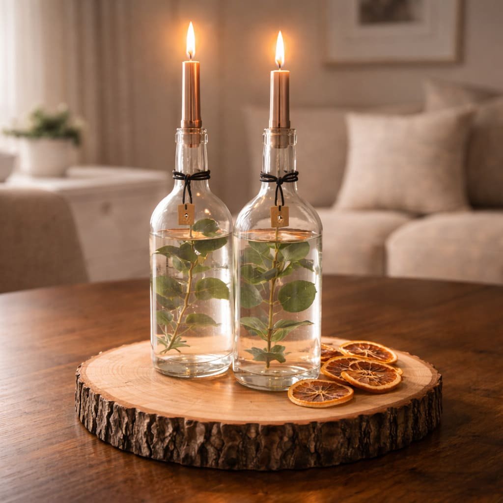 Upcycled Bottle Candlelight Centrepiece