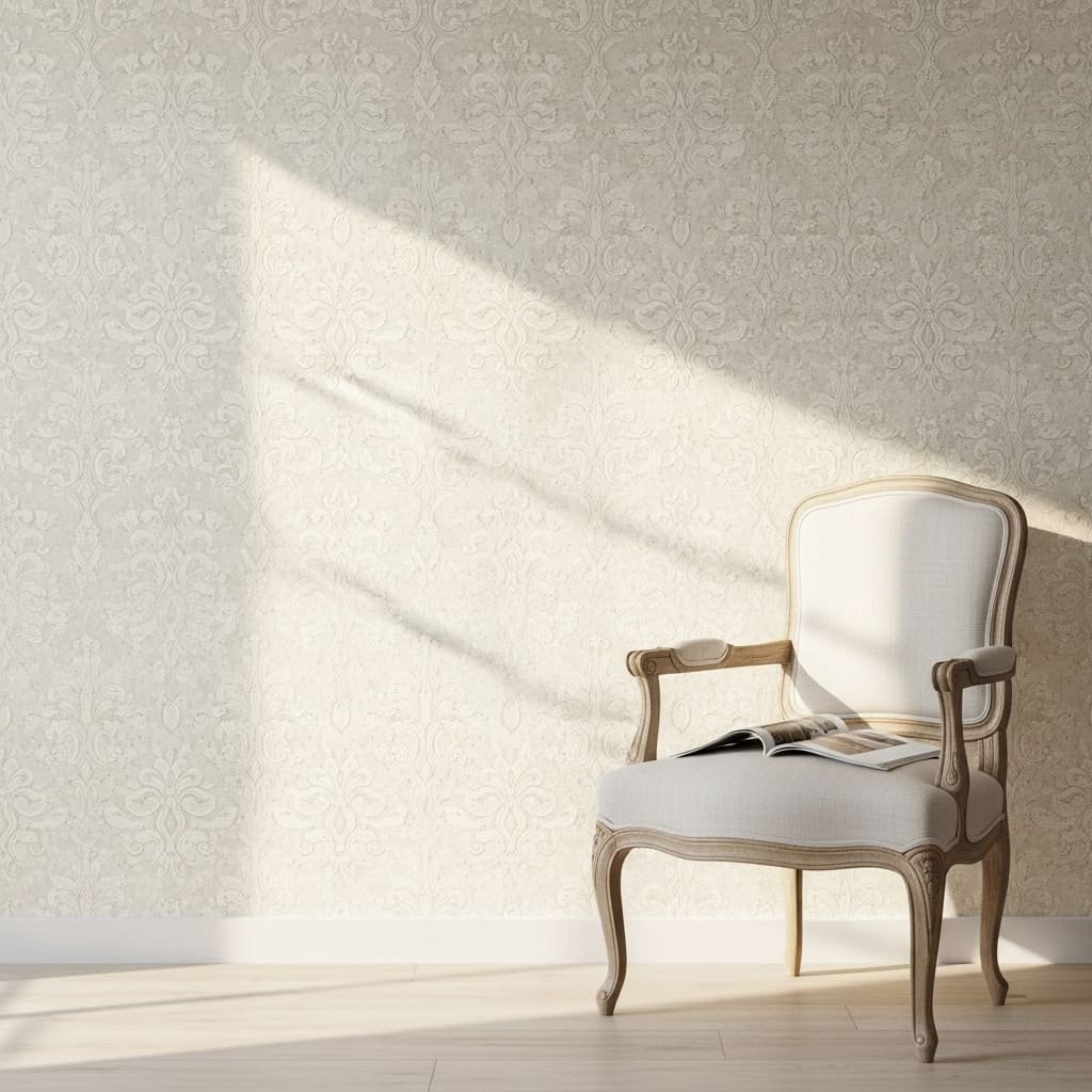 Vintage Damask Linen Soft Bedroom Wallpaper