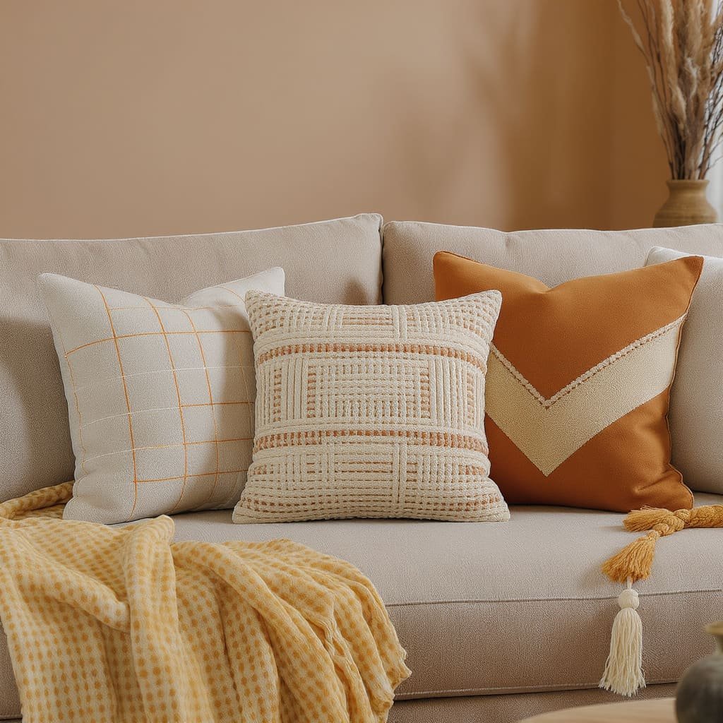 Warm Chevron & Texture Cushion Set