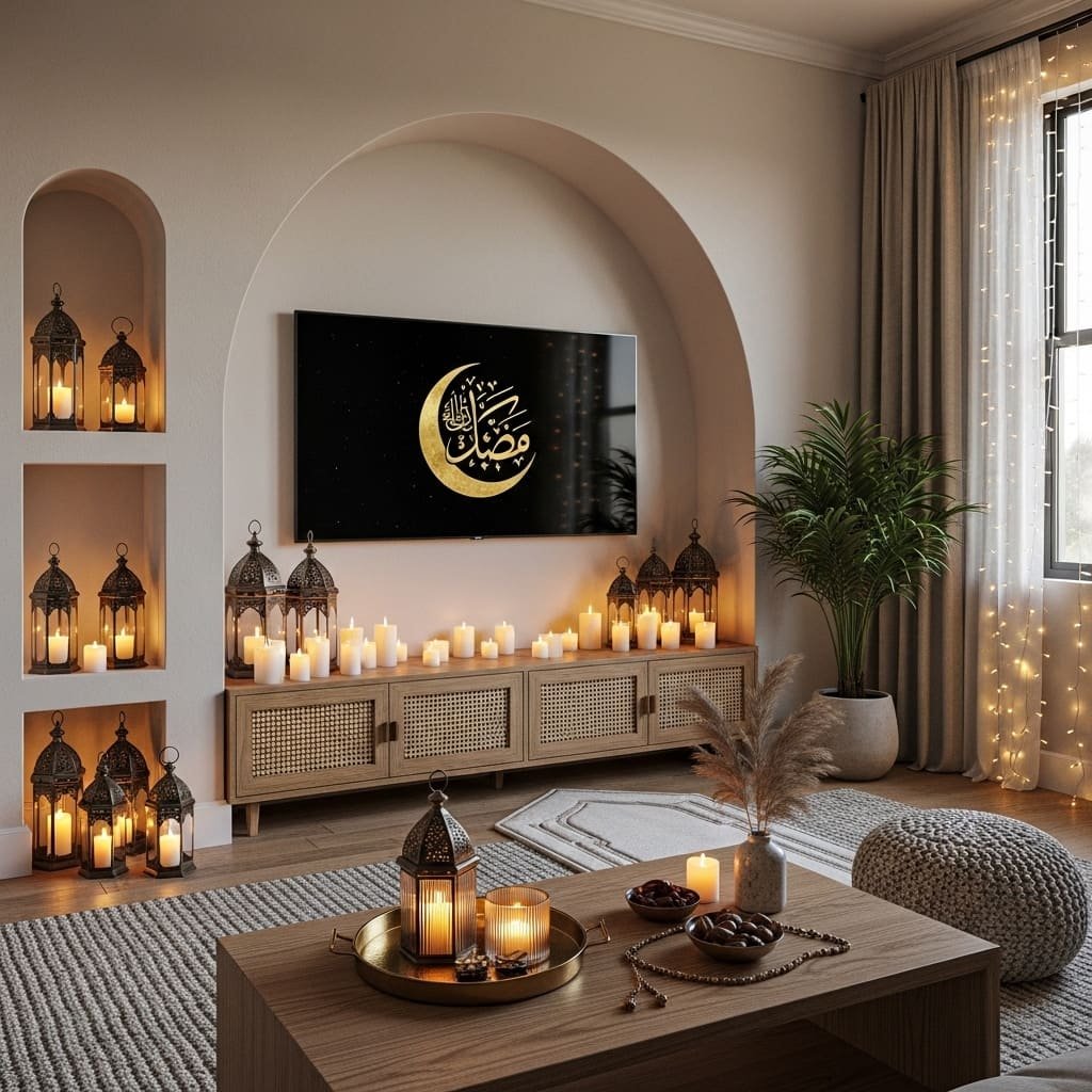 Arched Niche Lantern Ramadan Prayer Corner