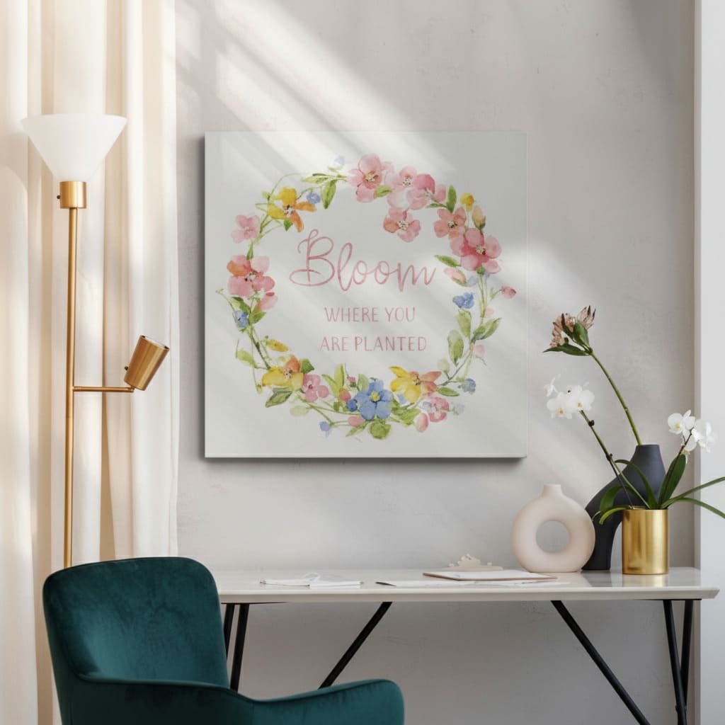 Bloom Spring Floral Quote Canvas