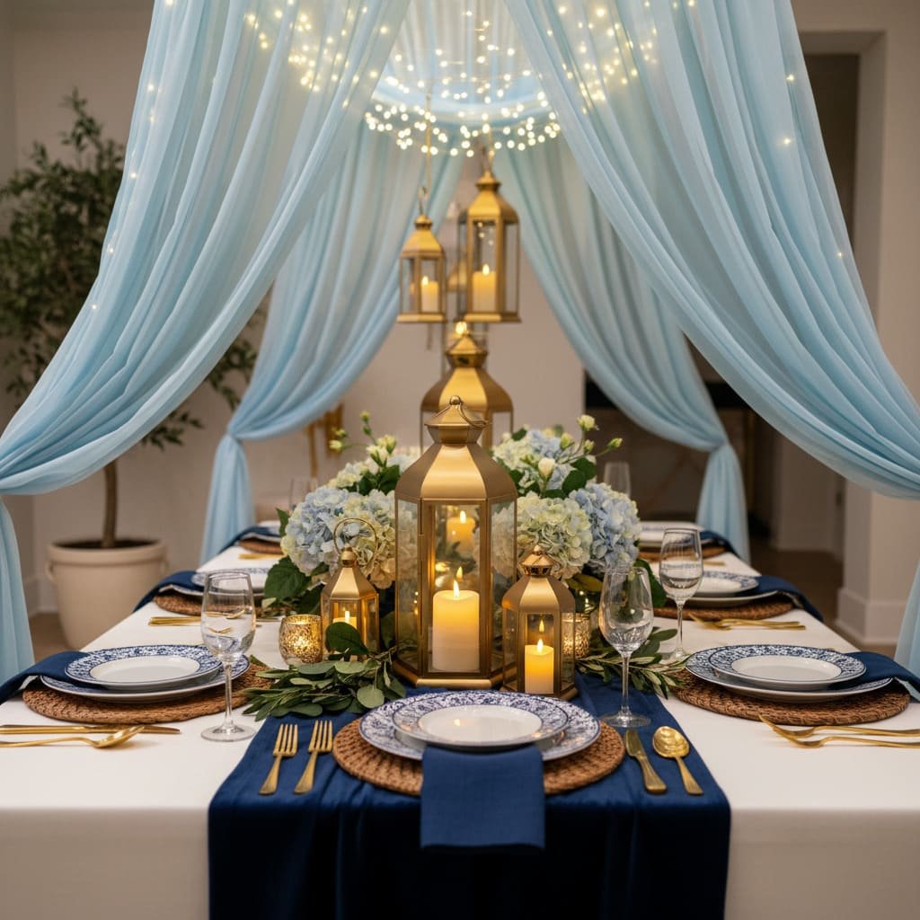 Blue Canopy Lantern Ramadan Table