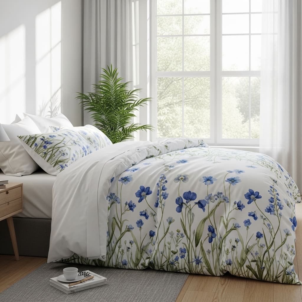 Blue Meadow Spring Floral Bedsheets