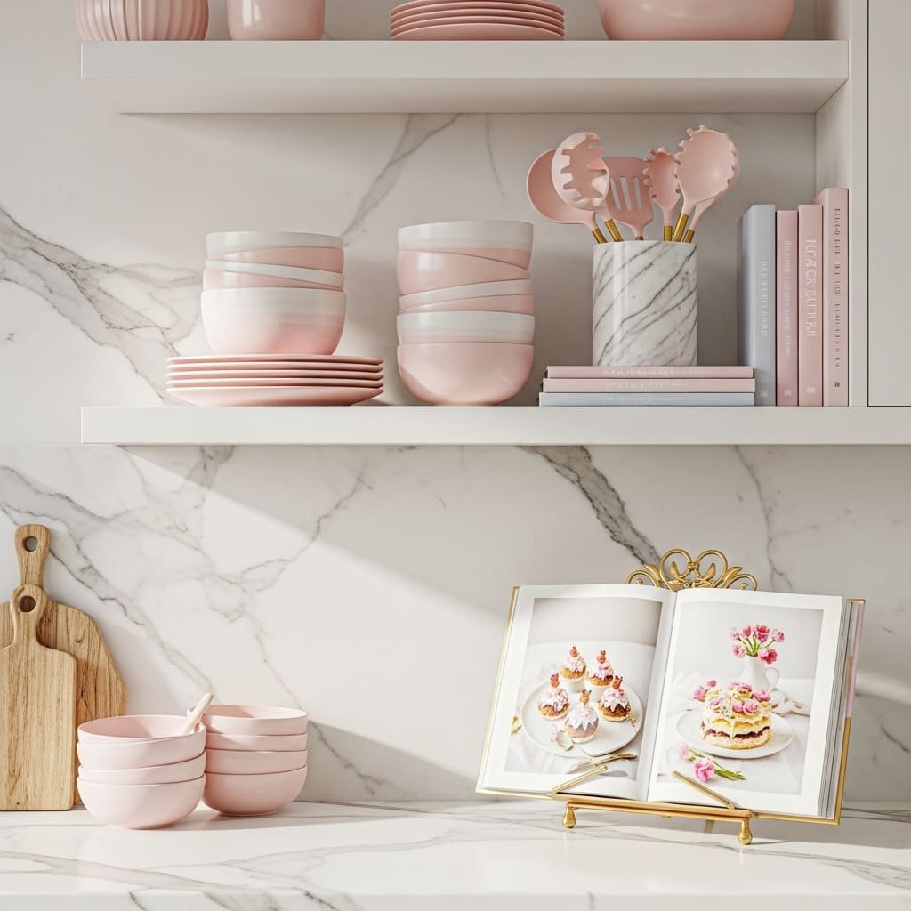 Blush Pink Spring Kitchen Shelf Decor Set