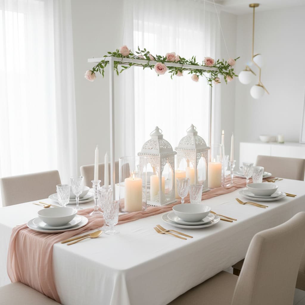 Blush Rose Lantern Arch Ramadan Table