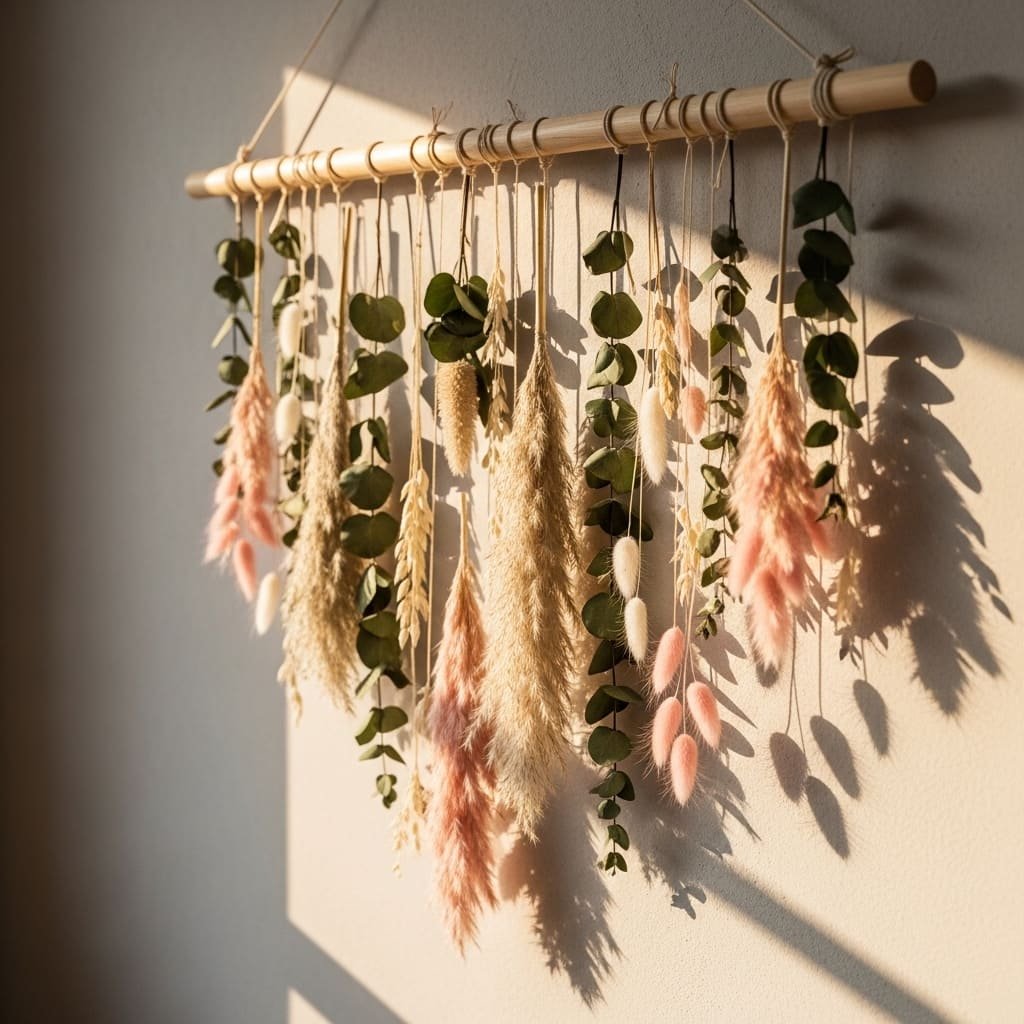 Boho Dried Floral Hanging Wall Decor