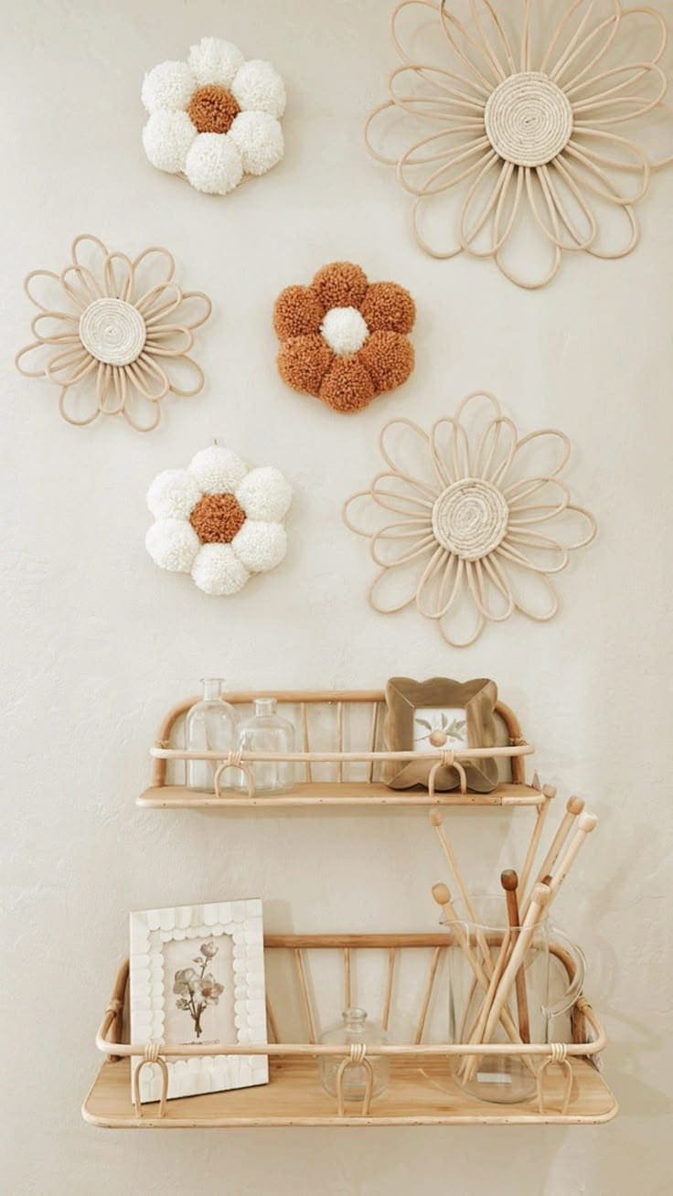 Boho Floral Woven Wall Decor Set