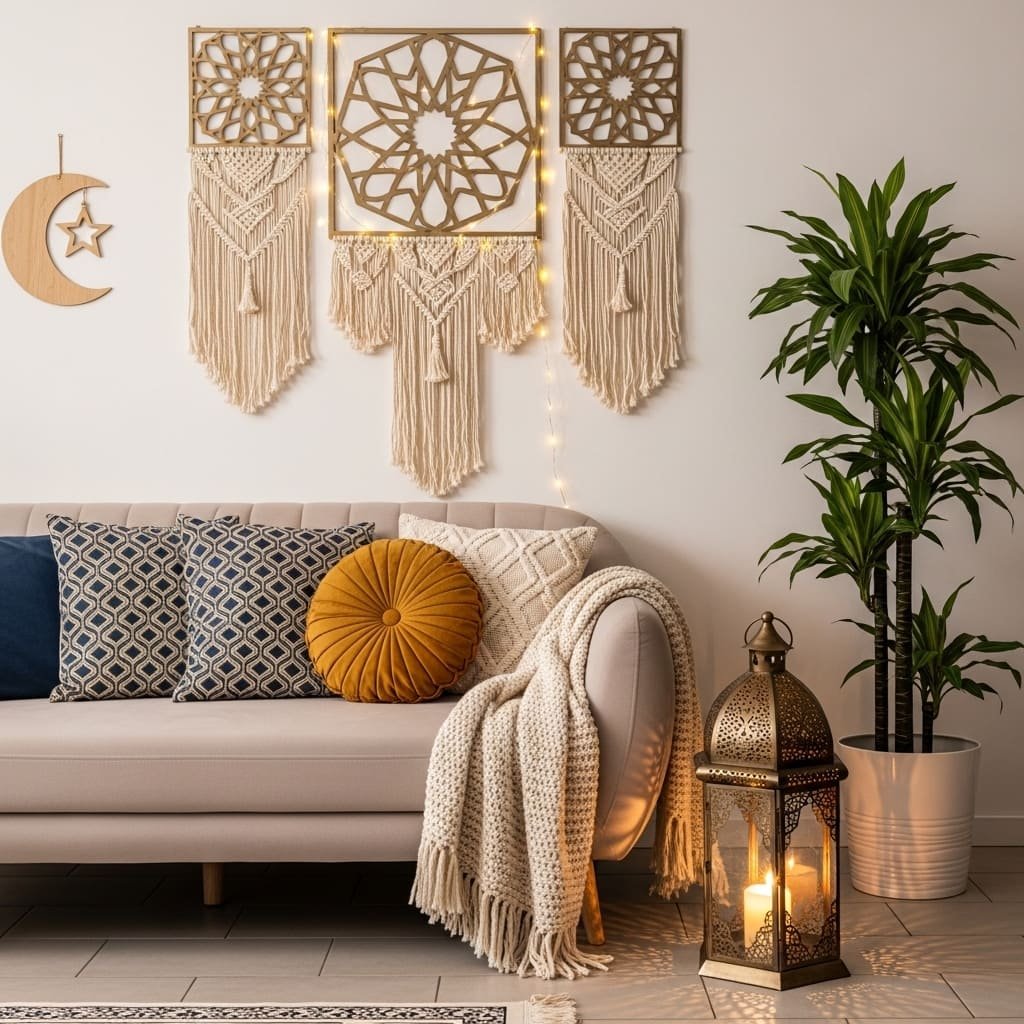 Boho Macramé Ramadan Prayer Corner Wall