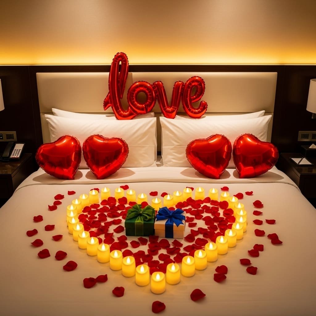 Candle Heart Gift Bed Valentine Decor