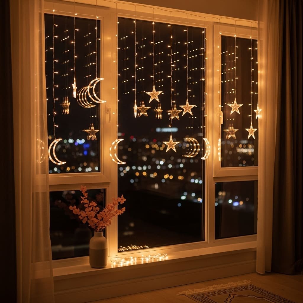 Celestial Window Glow Ramadan Prayer Corner