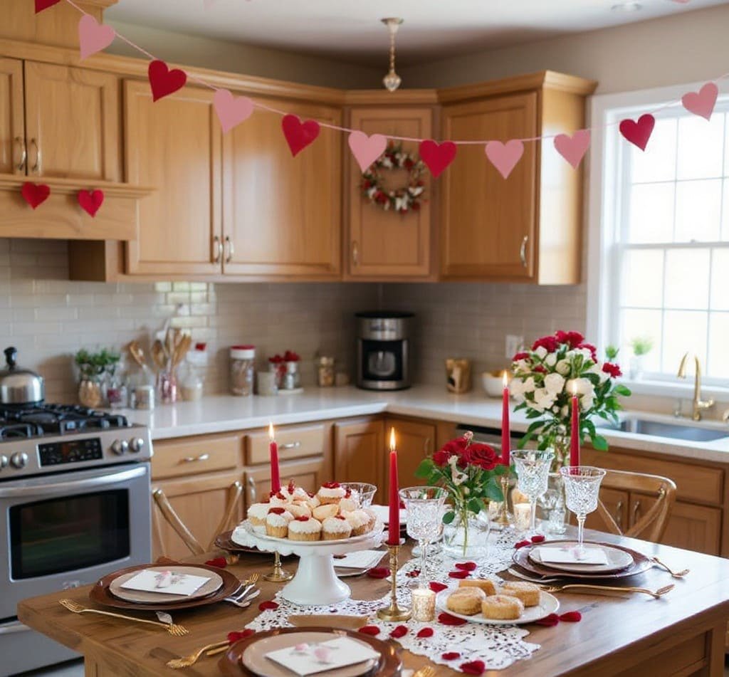 Cozy Kitchen Valentine’s Day Table Decor Setup