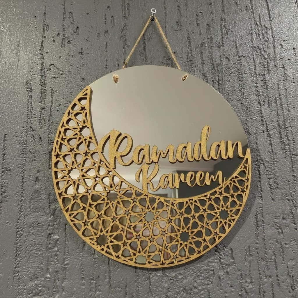 Crescent Mirror Ramadan Kareem Wall Sign