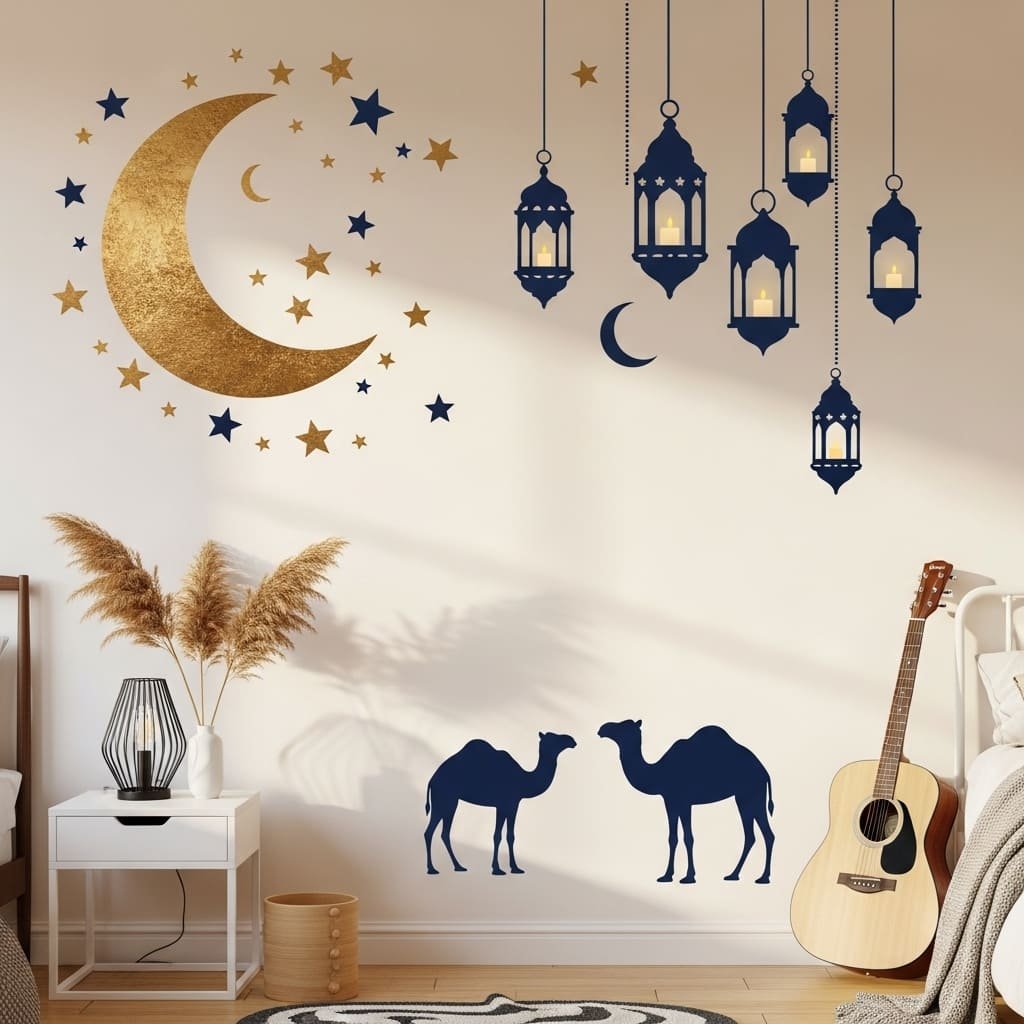 Crescent and Lantern Ramadan Wall Decal Set