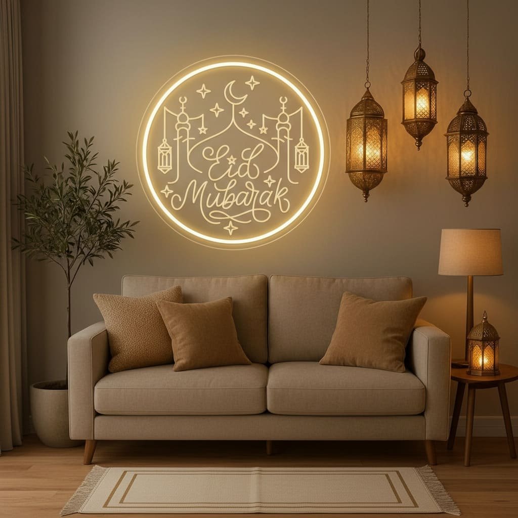 Eid Mubarak Glow Wall Ramadan Prayer Corner