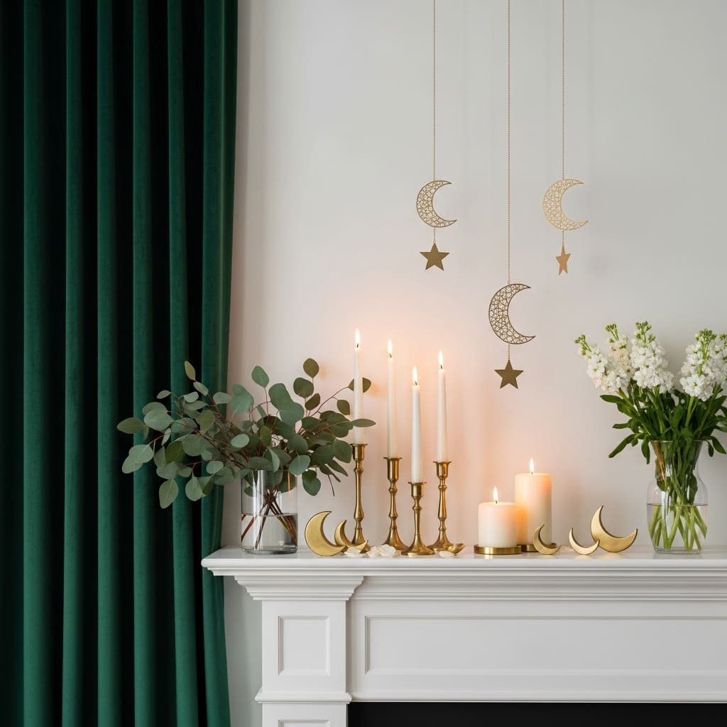 Emerald Mantel Ramadan Crescent Decor