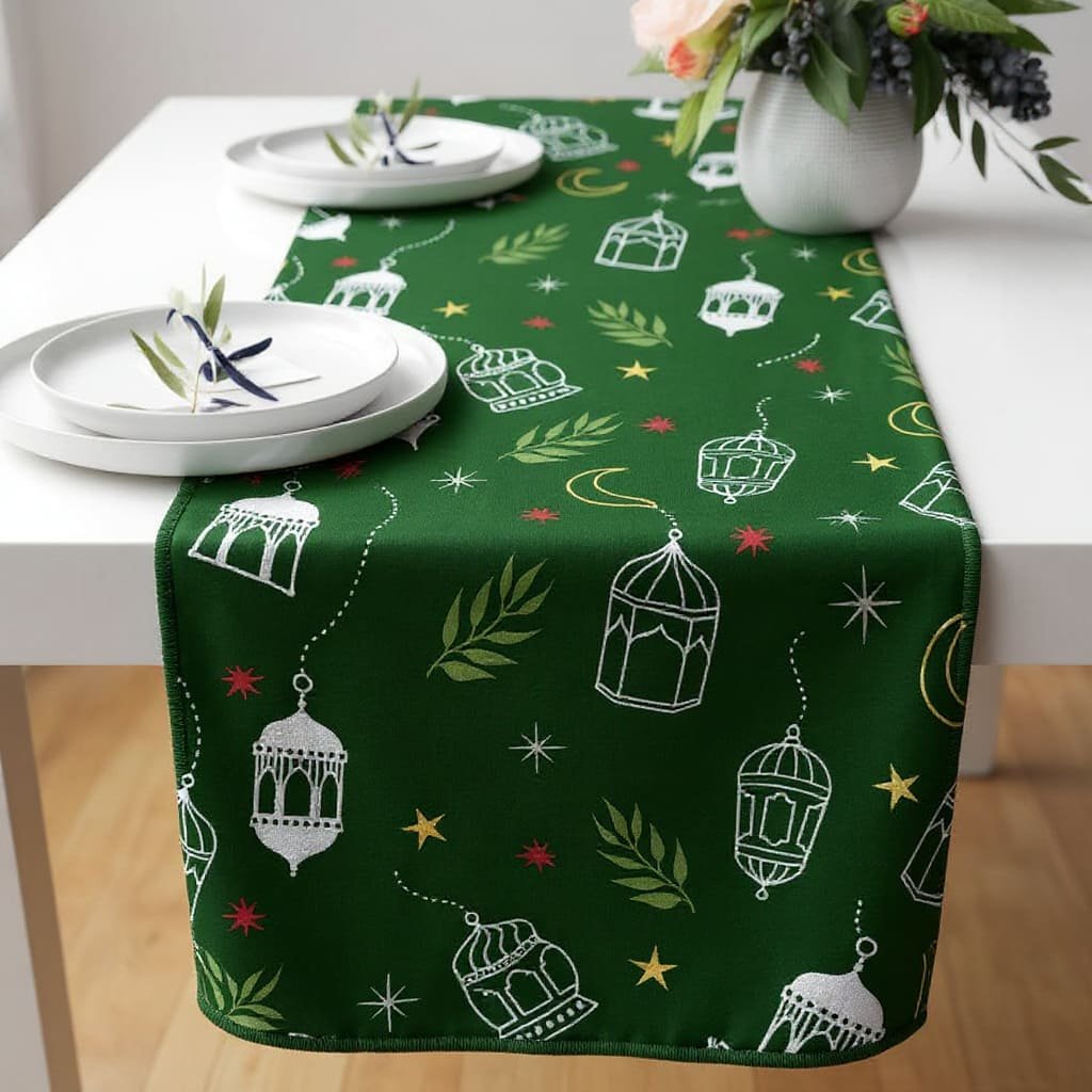 Evergreen Lantern Garden Ramadan Table Runner