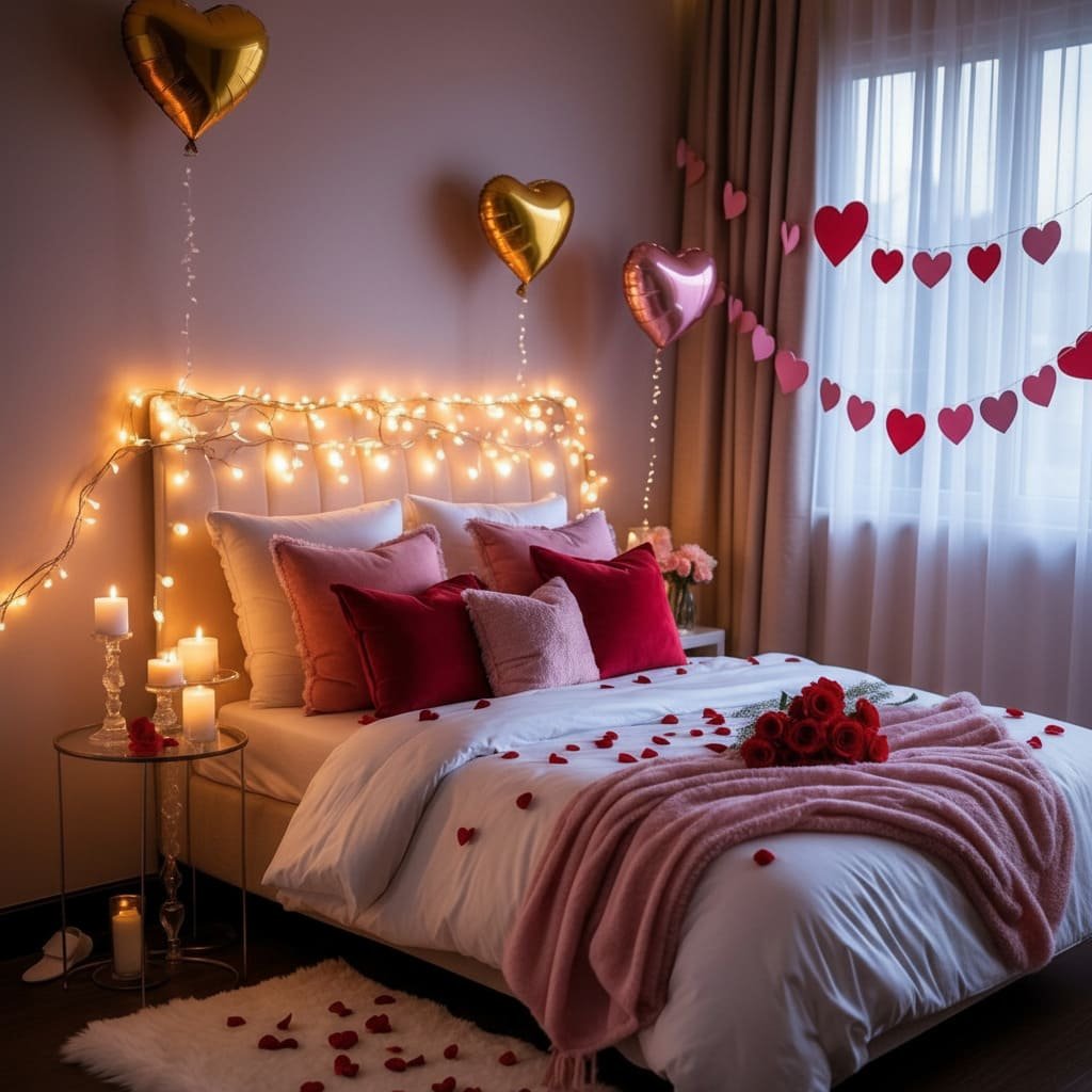 Fairy Light Headboard Heart Balloon Bedroom Decor