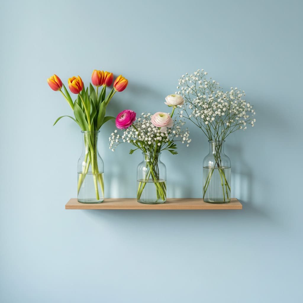 Floating Shelf Spring Flower Vase Decor