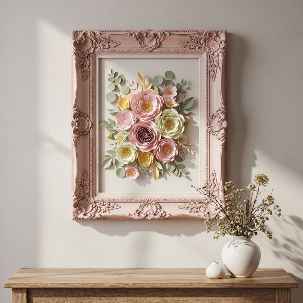 Framed 3D Paper Floral Wall Art