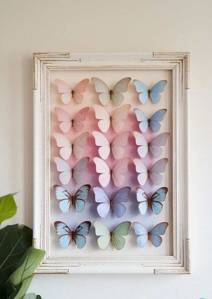 Framed Pastel Butterfly Wall Display