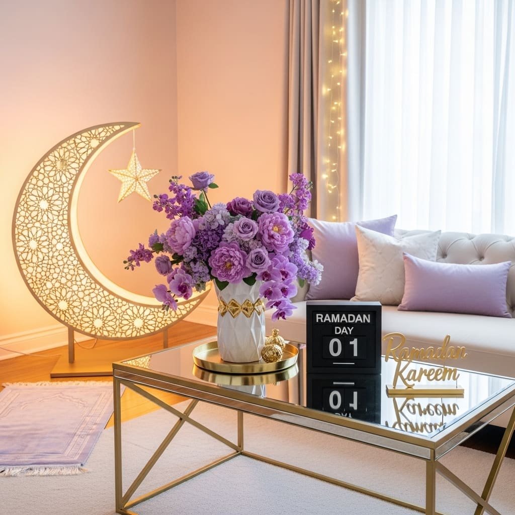 Glam Crescent Light Ramadan Prayer Corner