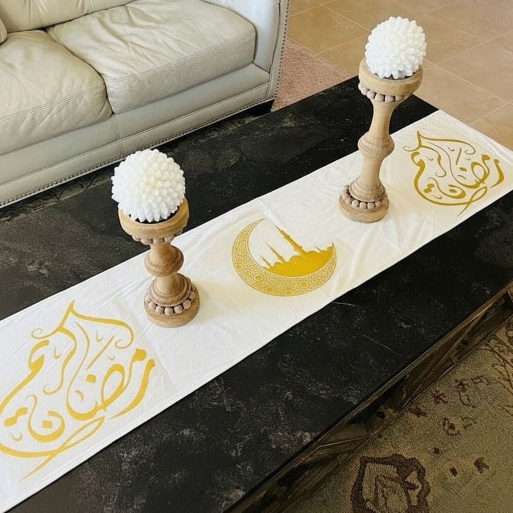 Gold Crescent Coffee Table Ramadan Runner