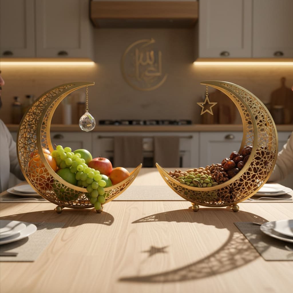 Gold Crescent Serving Bowl Centerpiece Set