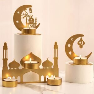 Gold Mosque Skyline Tea Light Holder Set