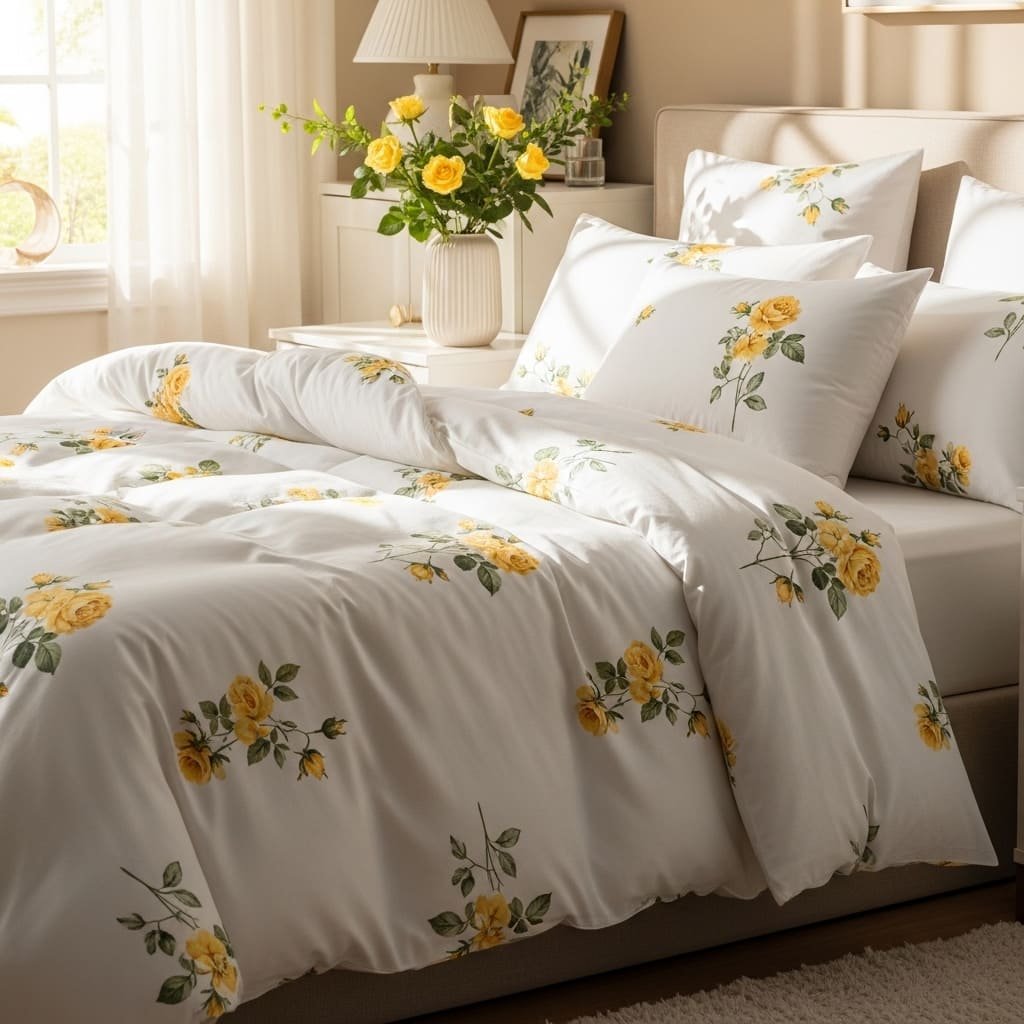 Golden Rose Spring Floral Bedsheets