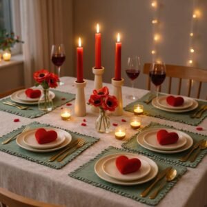 Heart Accent Candlelit Valentine’s Day Table Decor