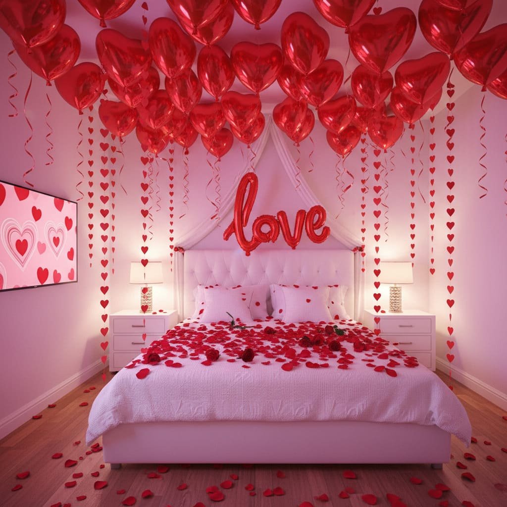 Heart Balloon Ceiling Love Canopy Bedroom Decor