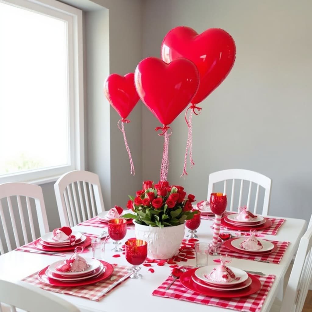 Heart Balloon Rose Centerpiece Valentine’s Day Table Decor
