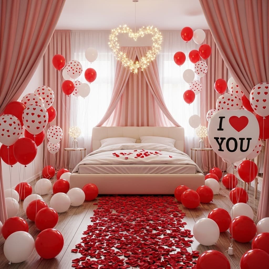 Heart Chandelier Balloon Aisle Valentine Bedroom Decor