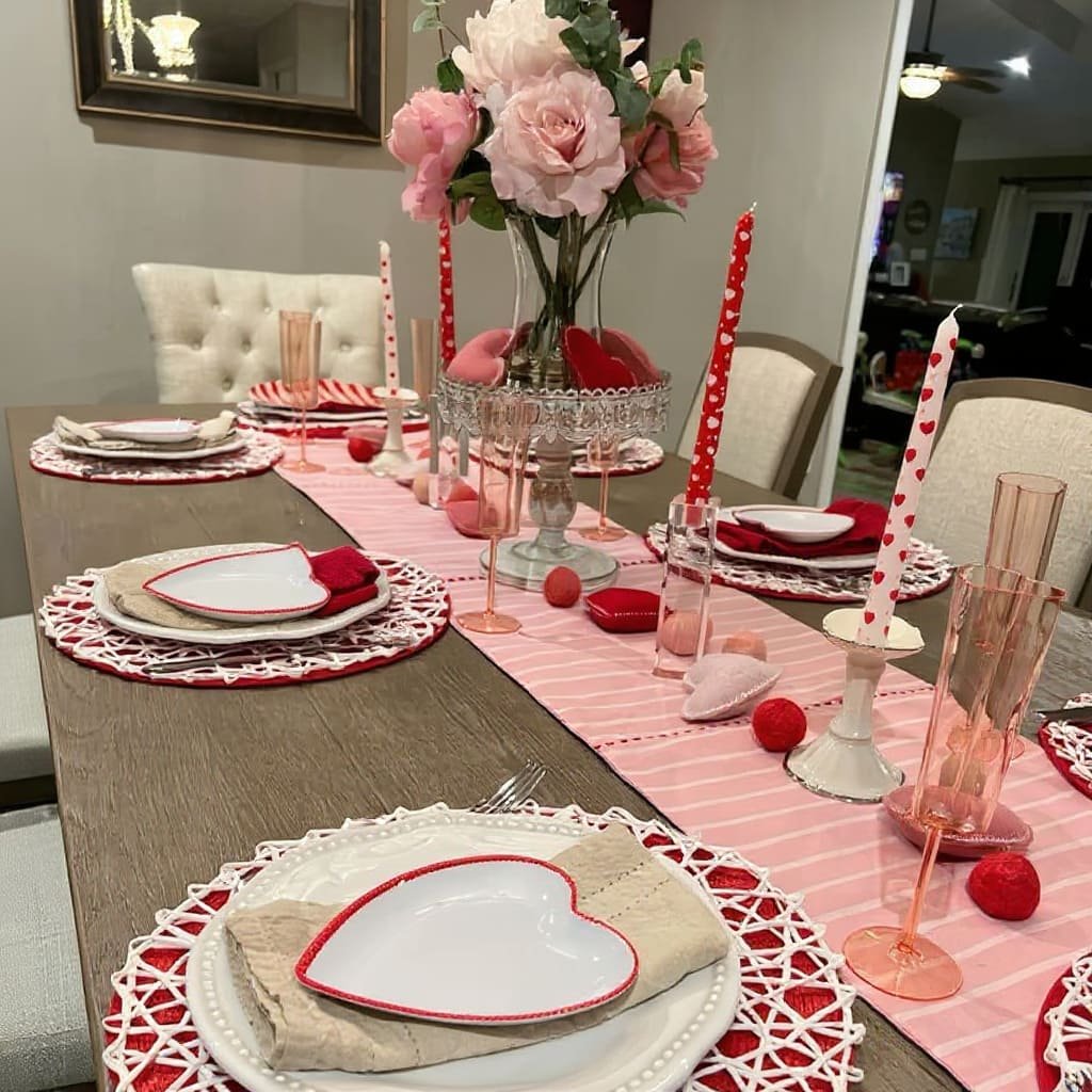 Heart Plate Pink Runner Valentine’s Day Table Decor