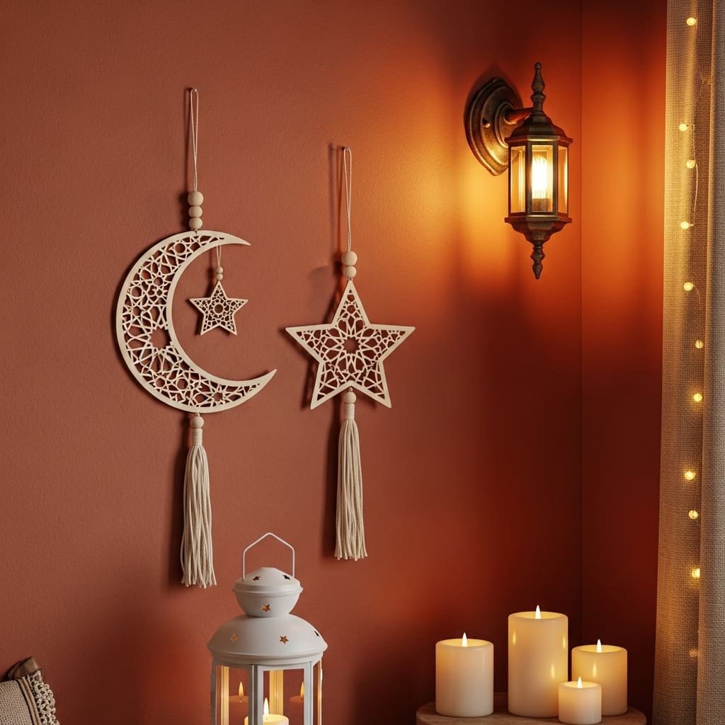 Lace Cut Crescent and Star Tassel Wall Hangings
