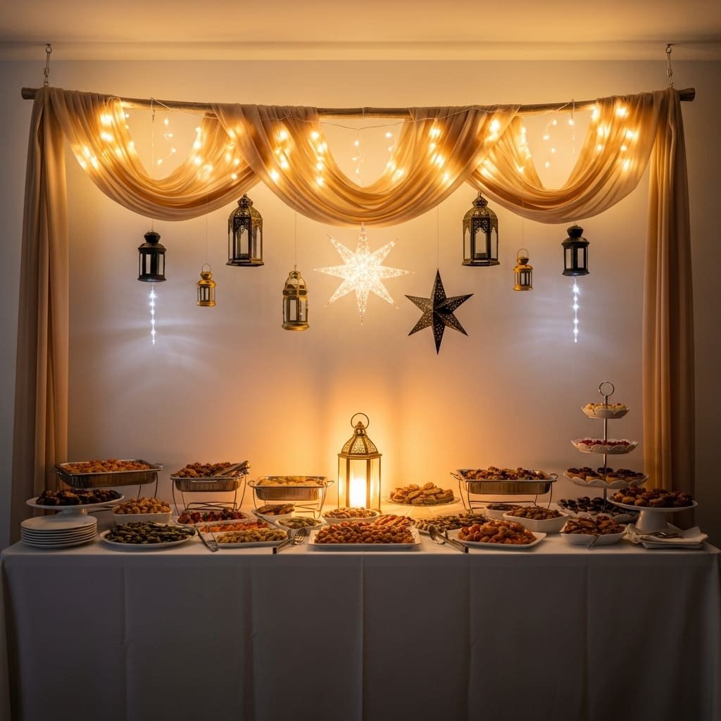 Lantern and Starlight Ramadan Buffet Backdrop