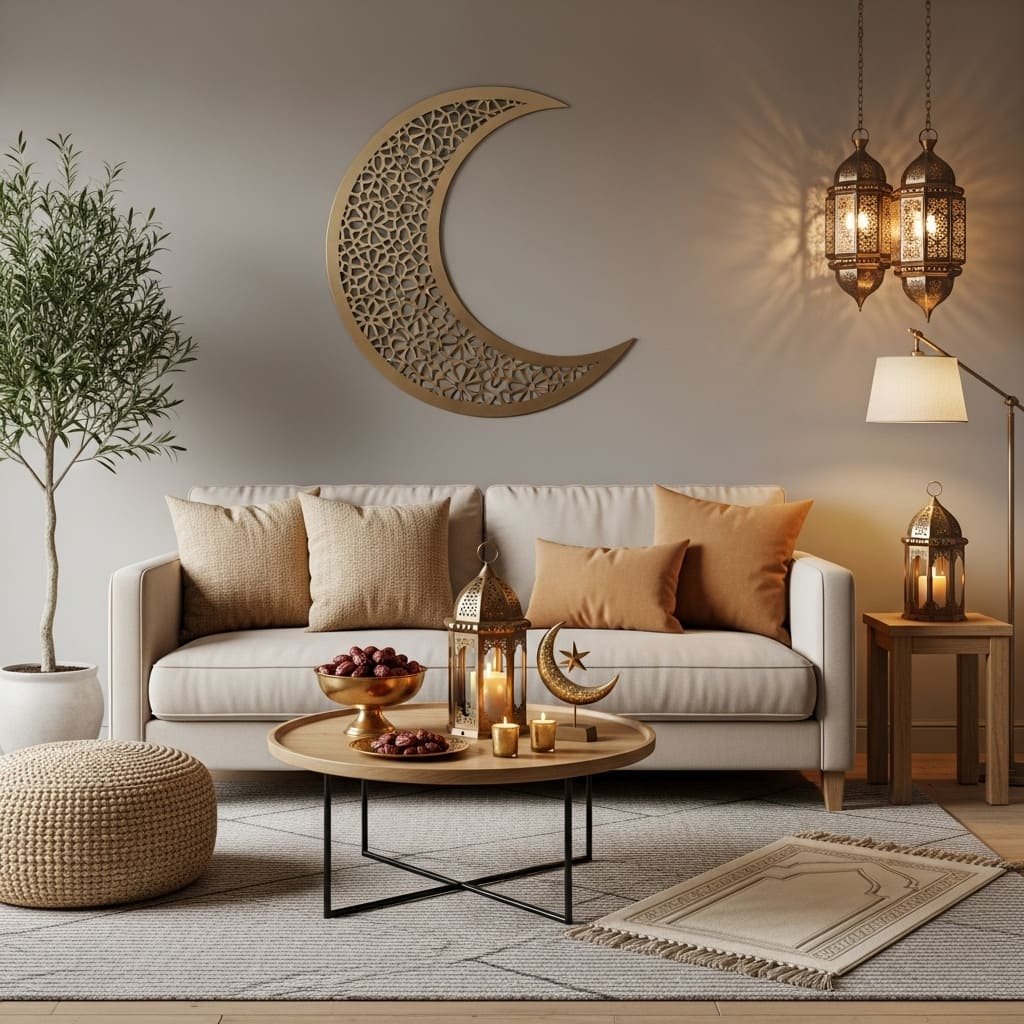 Modern Crescent Wall Ramadan Prayer Corner