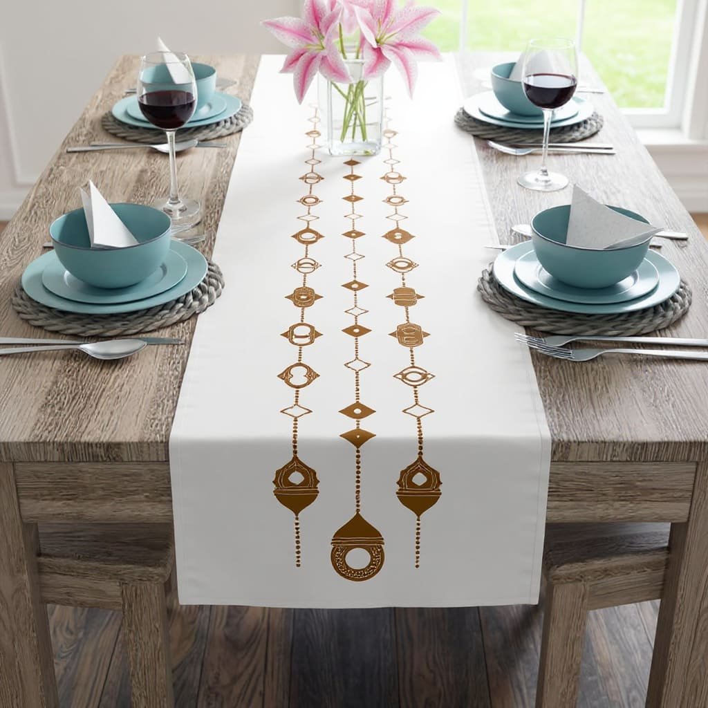 Modern Gold Garland Ramadan Table Runner