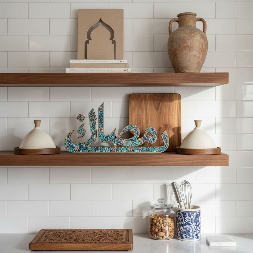 Mosaic Ramadan Calligraphy Shelf Decor