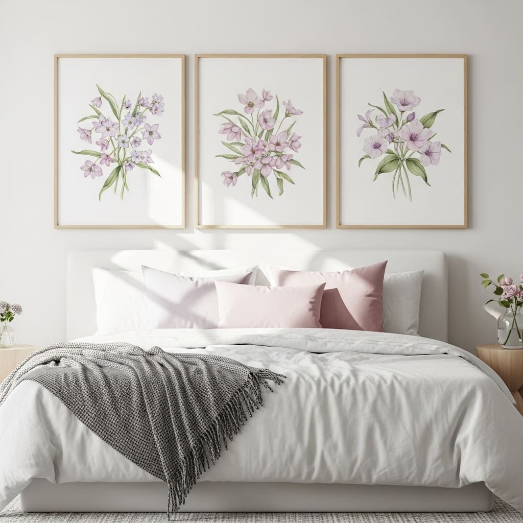 Pastel Botanical Spring Wall Art Set