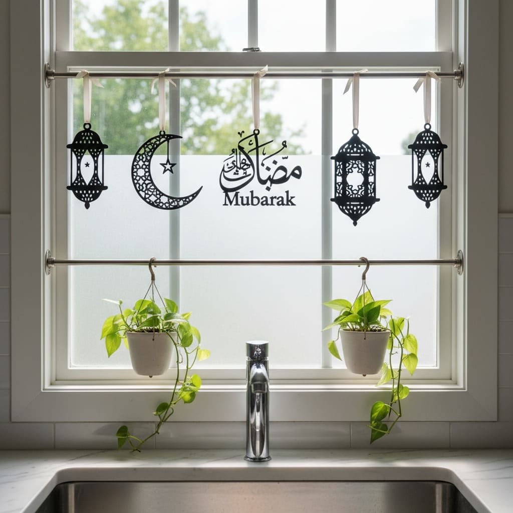 Ramadan Mubarak Window Ornament Rail Set