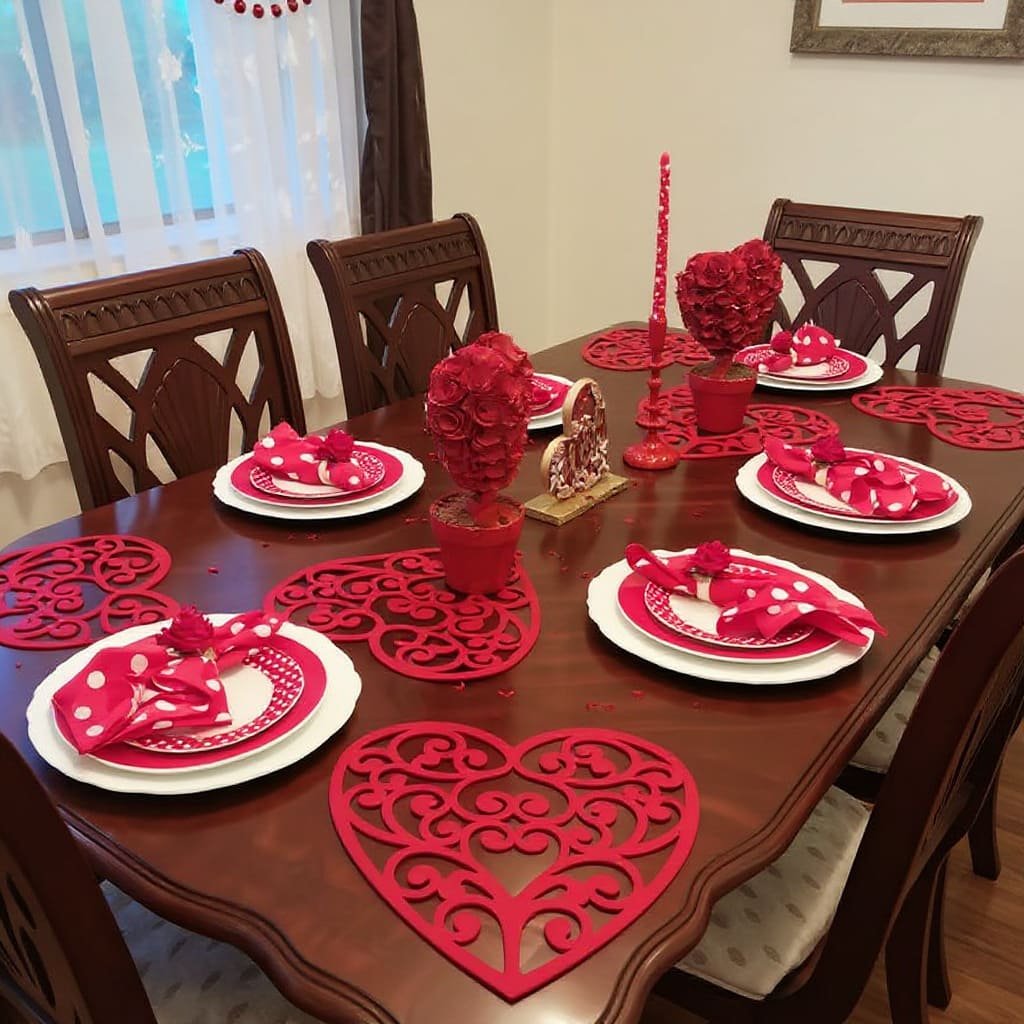 Red Heart Placemat Valentine’s Day Table Decor