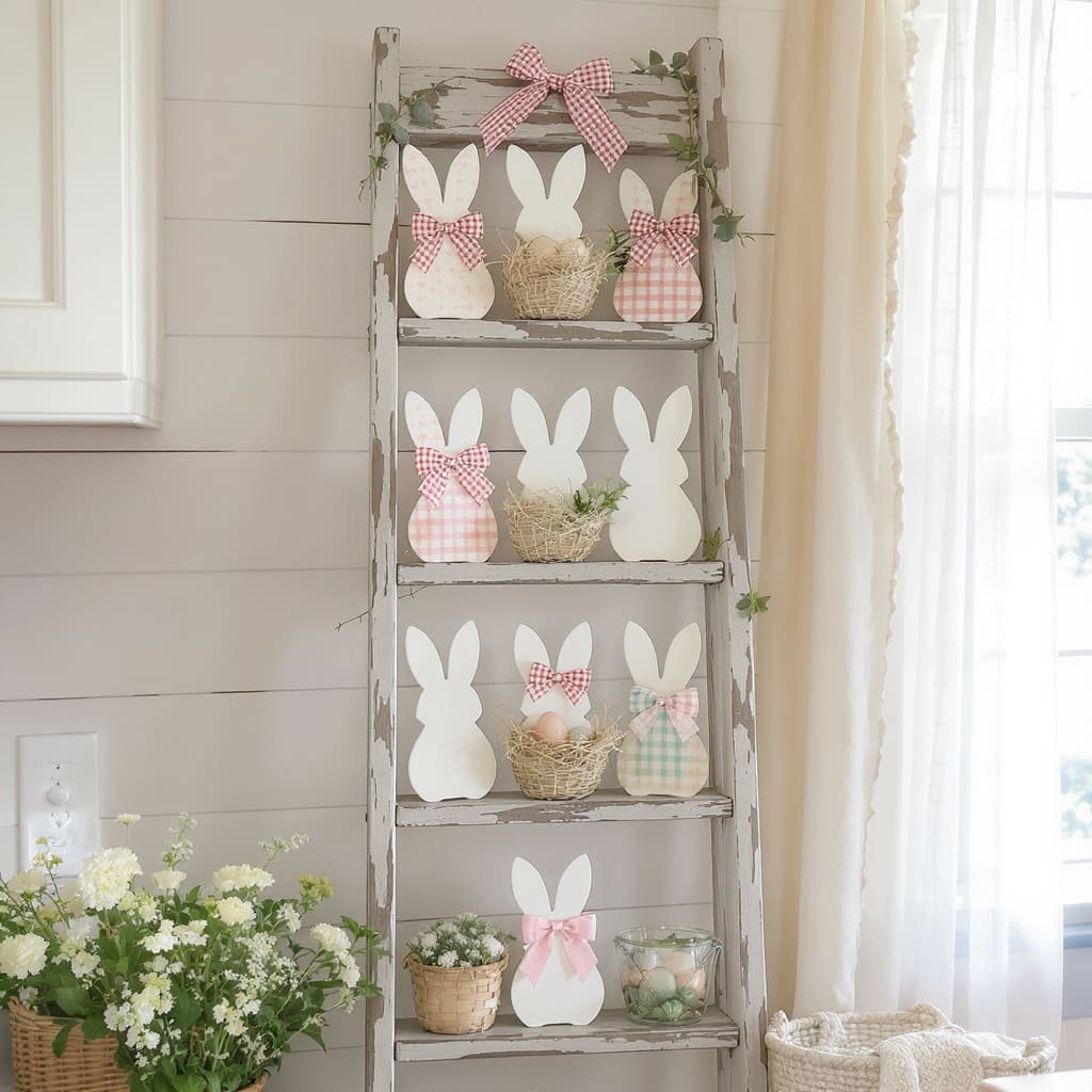 Rustic Bunny Ladder Spring Kitchen Decor