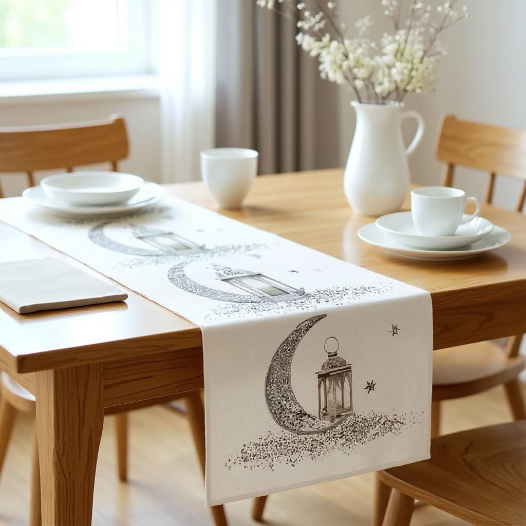 Scandi Crescent Sketch Ramadan Table Runner