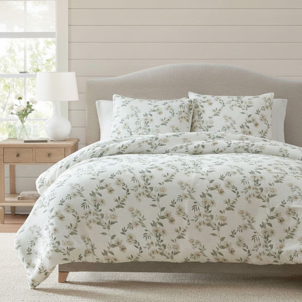 Serene Leaf Spring Floral Bedsheets