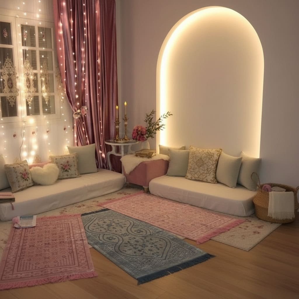 Soft Glow Arched Niche Ramadan Prayer Corner