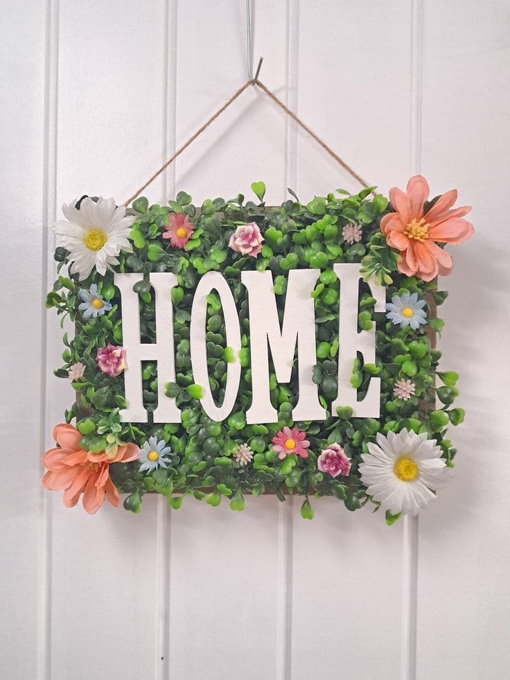 Spring Floral Home Wall Hanging Sign